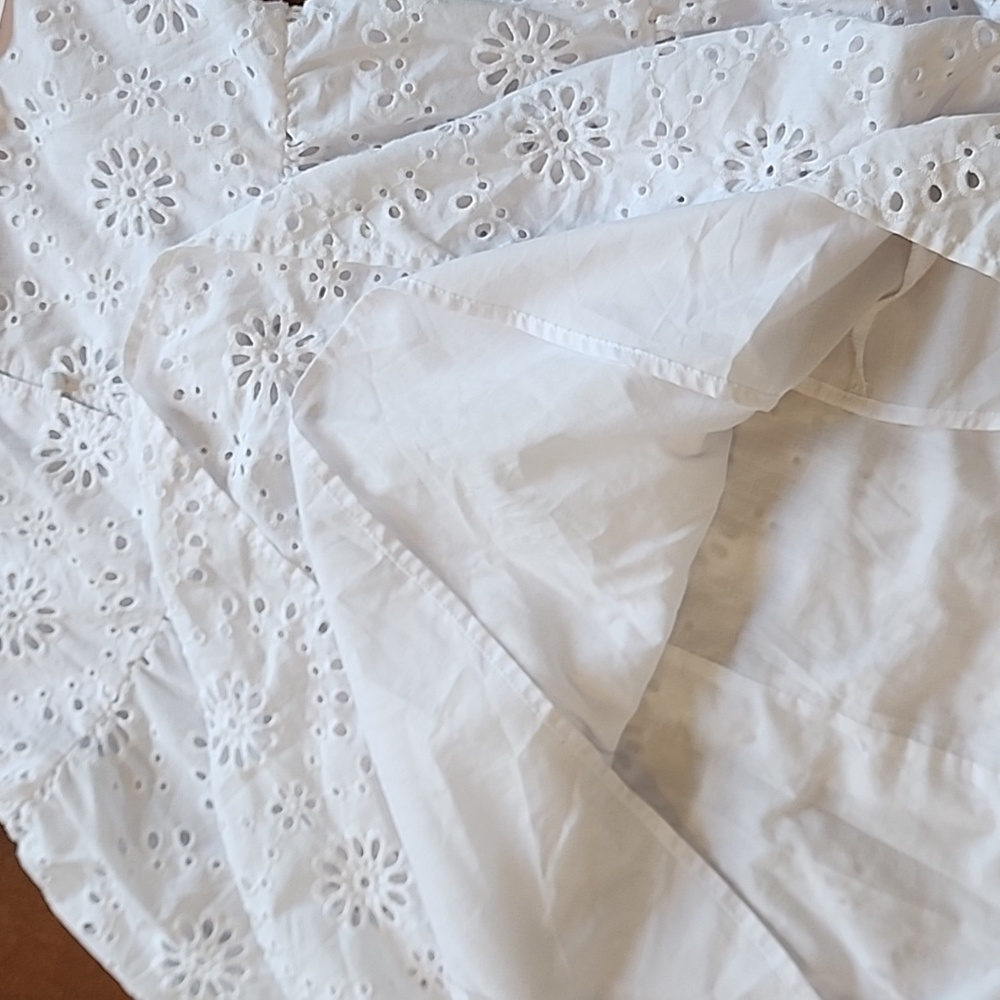 Time And True Womens Sleevless Cotton Blend Tiered Eyelet White Mini Dress - Picture 9 of 12